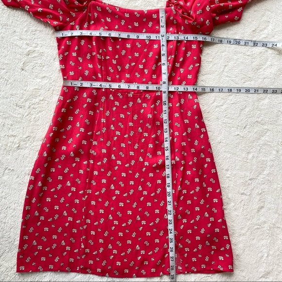 Bridgerton Sanctuary Cilia red floral square neckline smocked puff sleeves - Picture 7 of 13